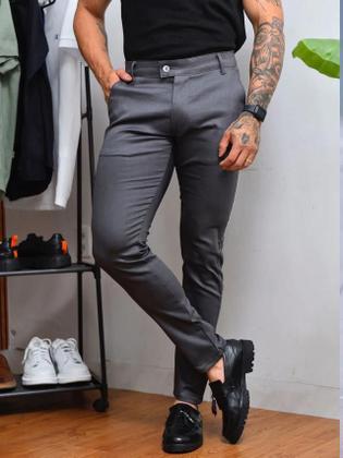 calça cinza wide leg