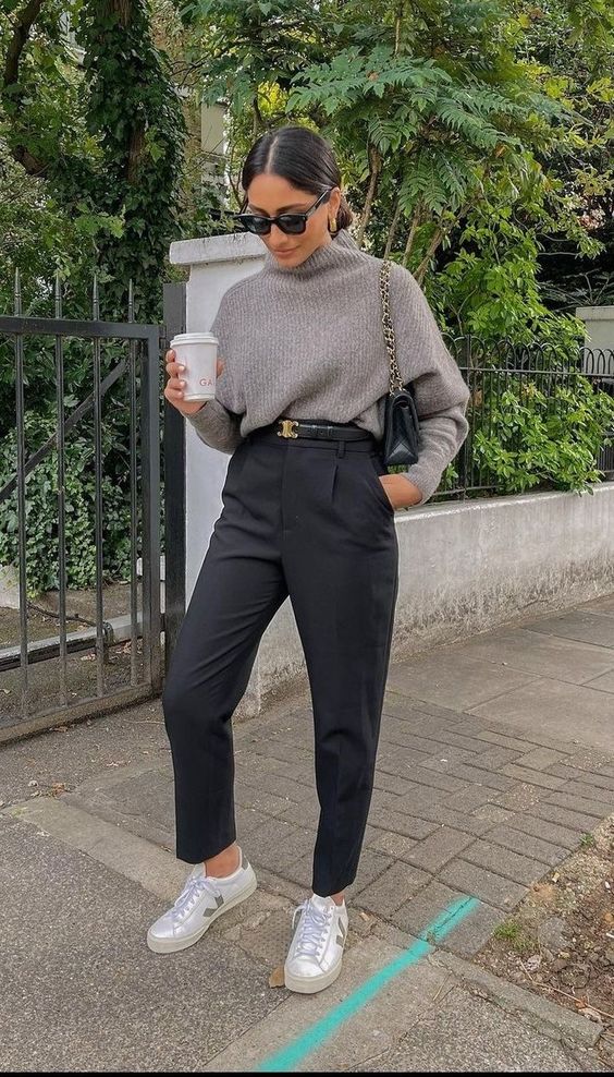 calça cinza de alfaiataria