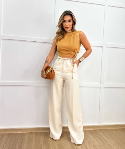 looks com calça pantalona