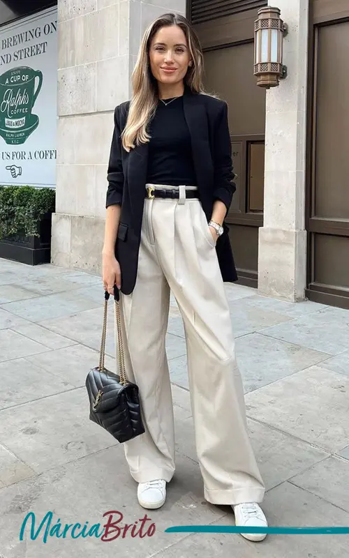 calça pantalona cintura alta
