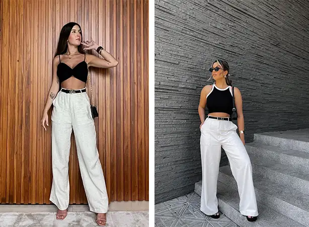 calça pantalona branca