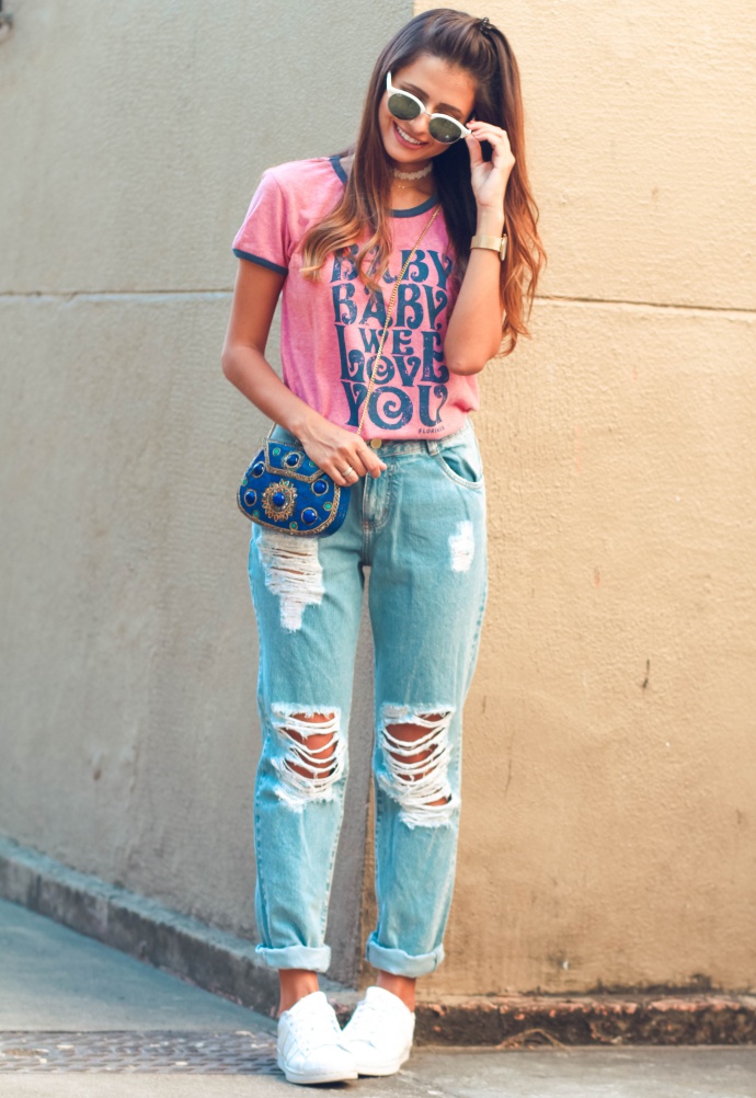 looks calça boyfriend noite