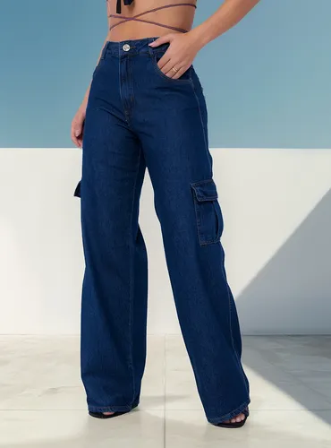 Calça Cargo Jeans Feminina: Modelos Wide Leg