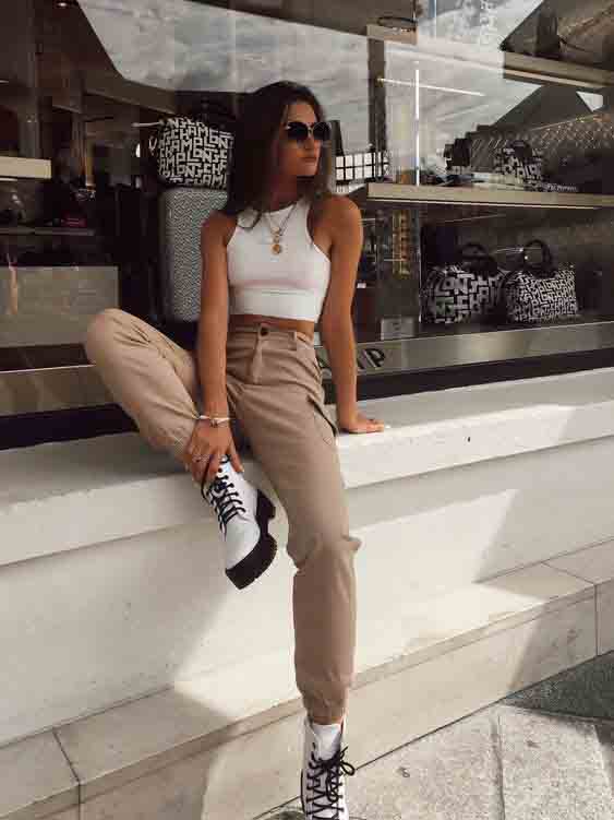 calça cargo jogger feminina casual chic