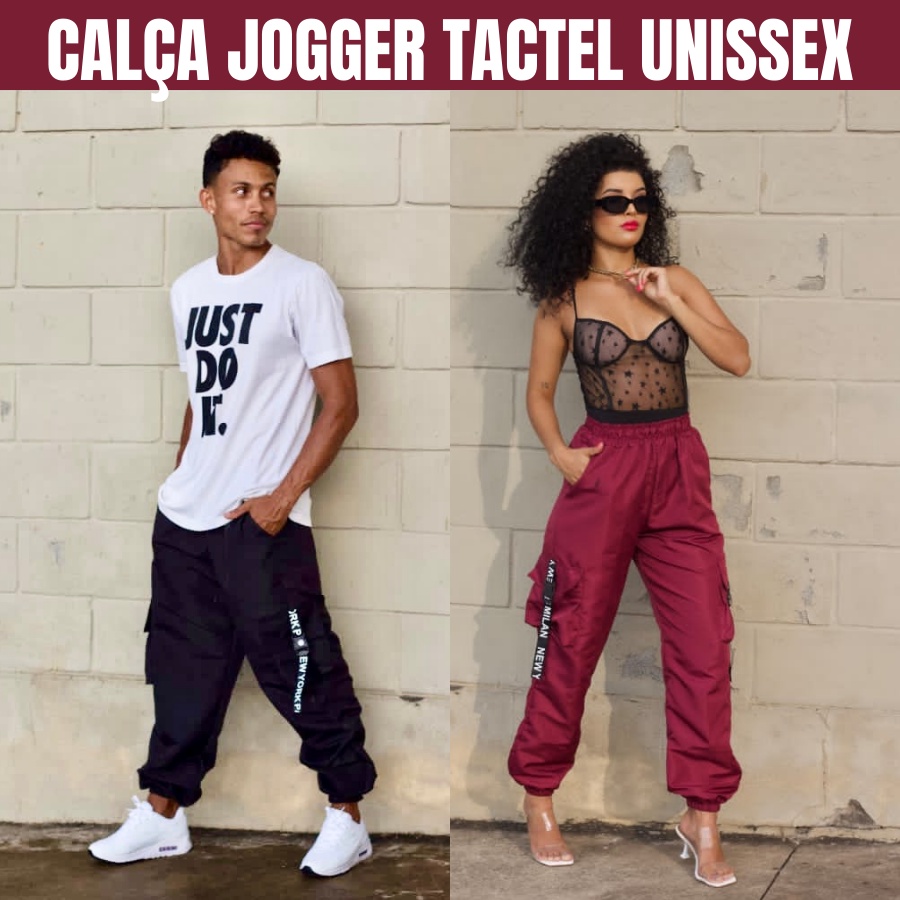 calça cargo jogger masculina sobreposição
