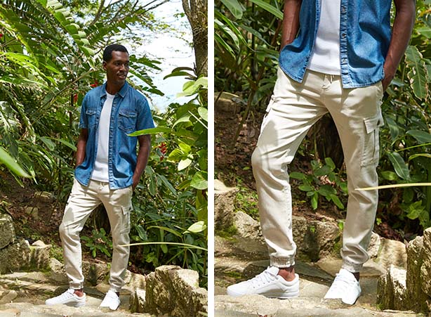 calça jogger cargo verde militar