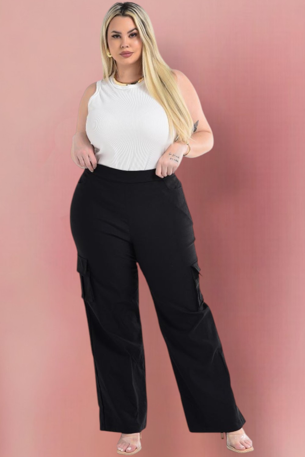 calça cargo plus size com blazer