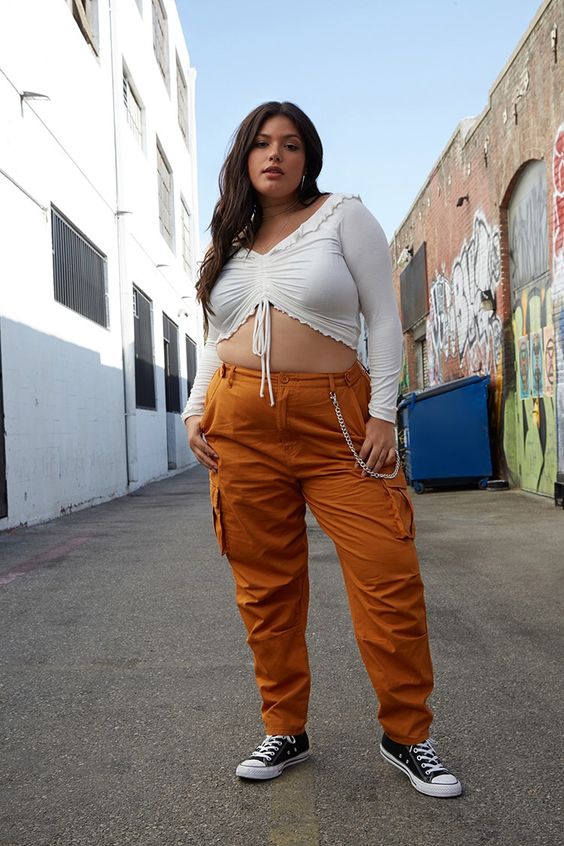 calça cargo plus size jeans