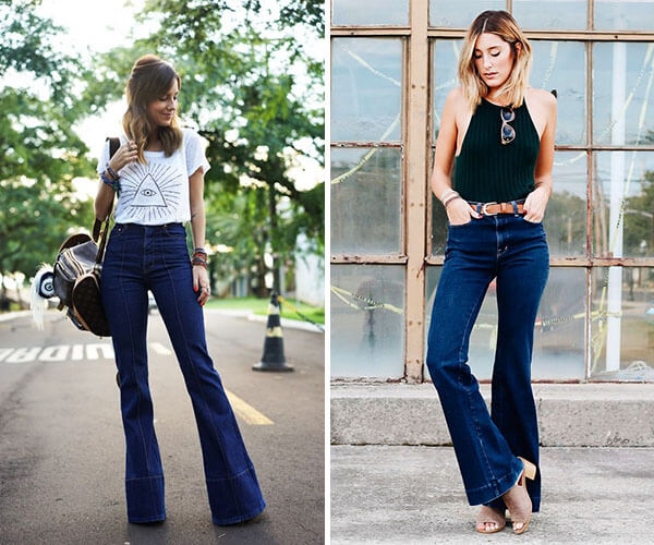 calça jeans flare