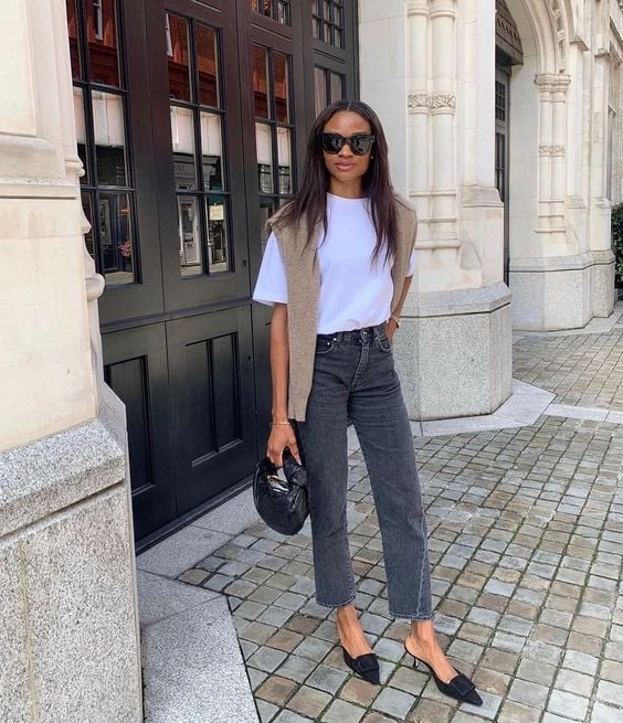 calça jeans cinza looks