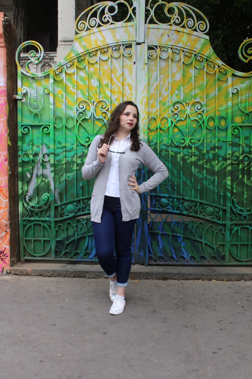 looks com calça cinza