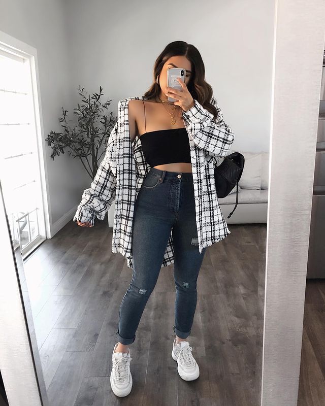 como usar calça jeans cinza