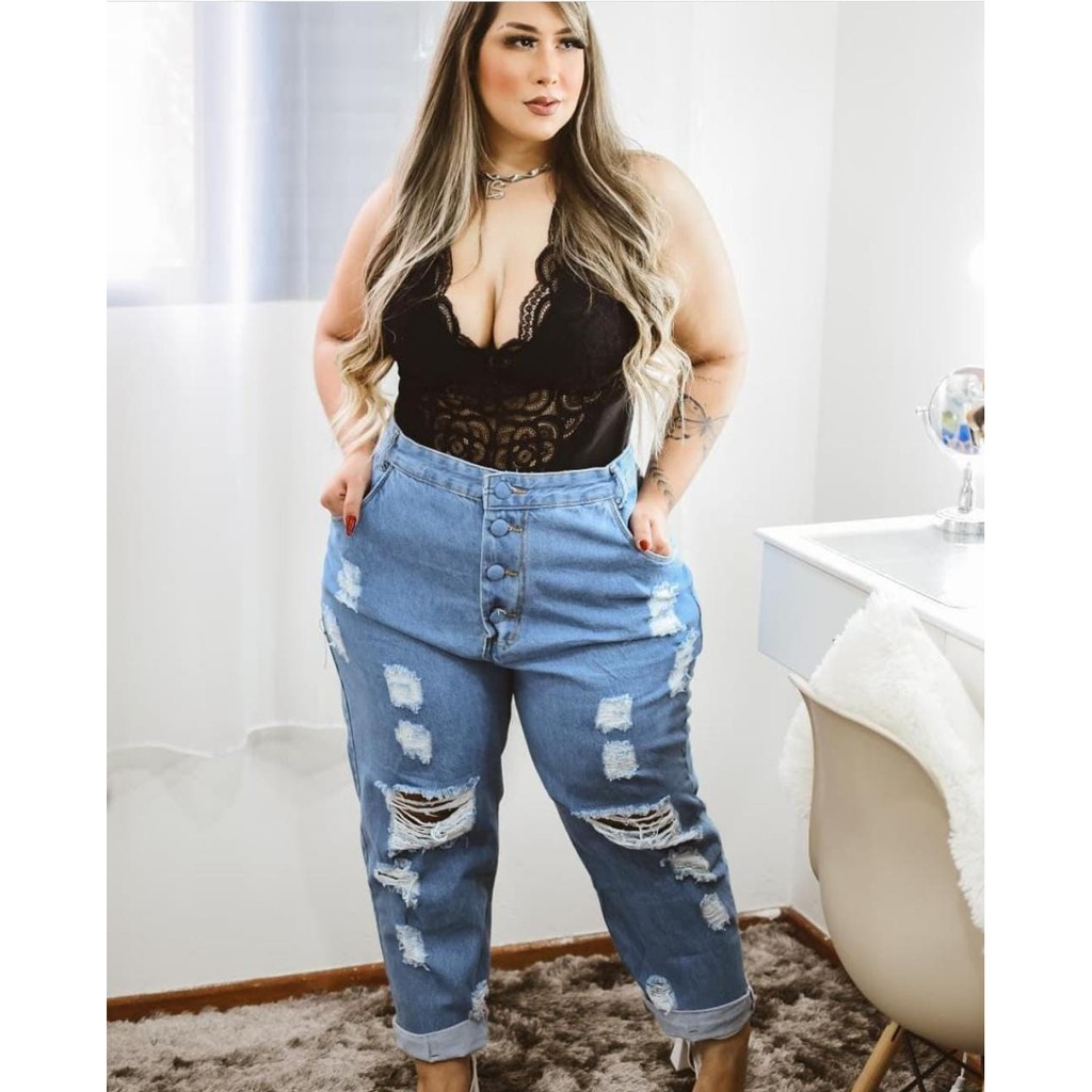 looks com calça jeans plus size para noite