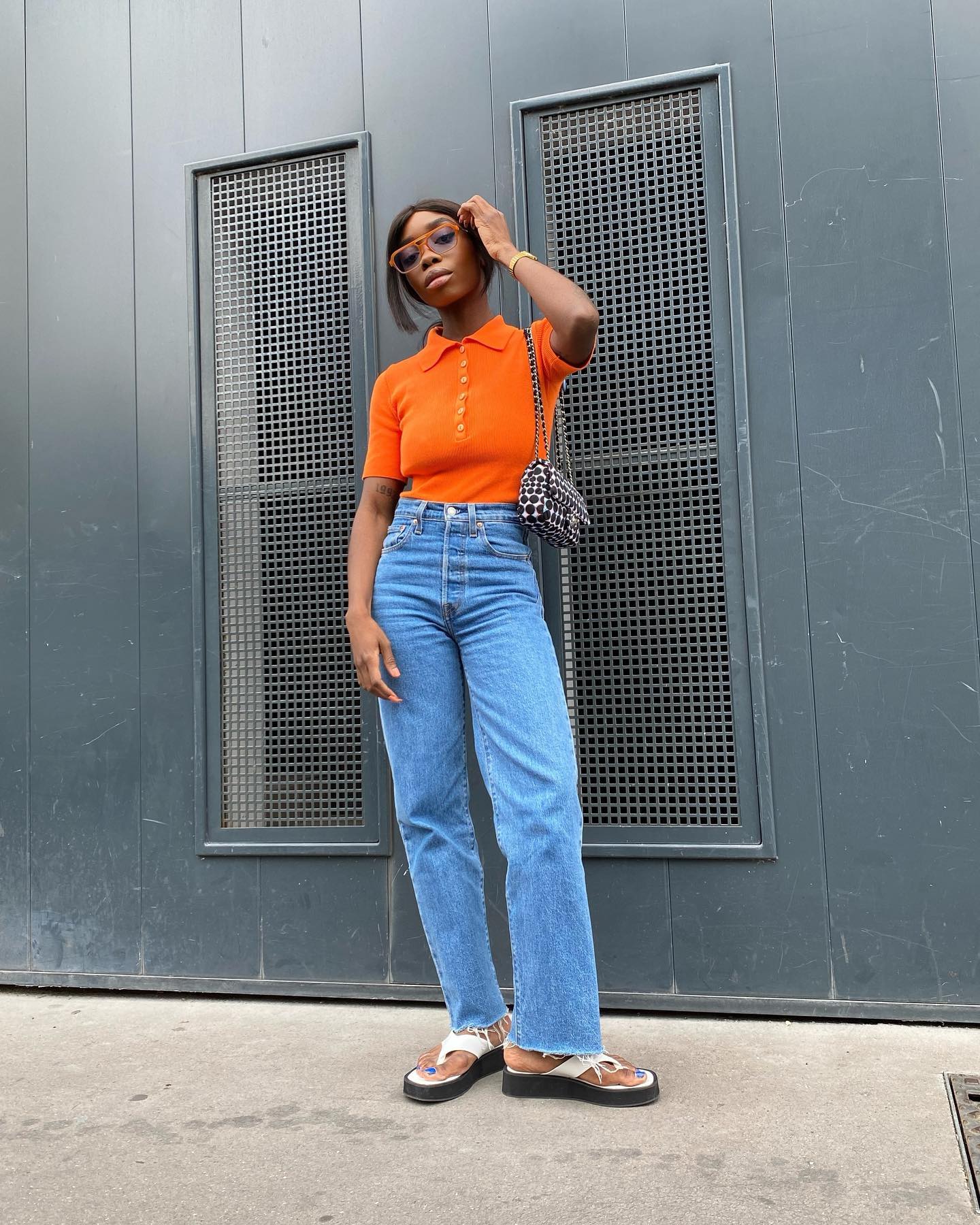 Calça jeans reta ampla