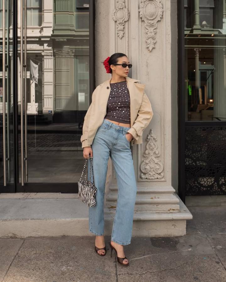 Calça jeans reta cintura alta