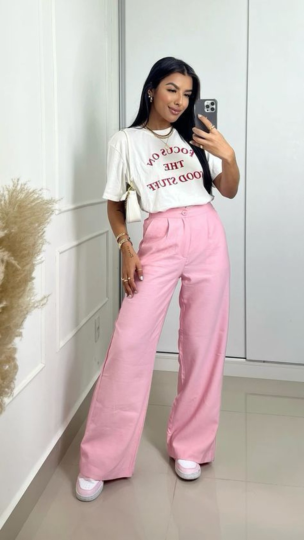 calça flare morena rosa