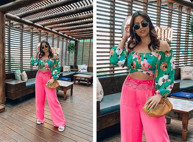 calça pantalona estampada floral