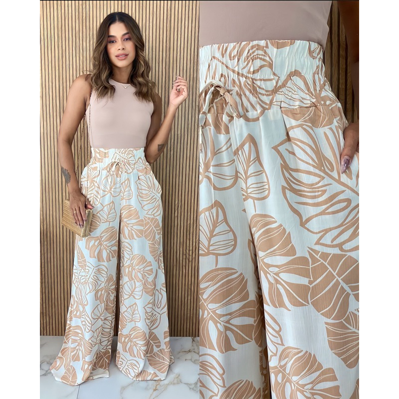 como usar calça pantalona estampada
