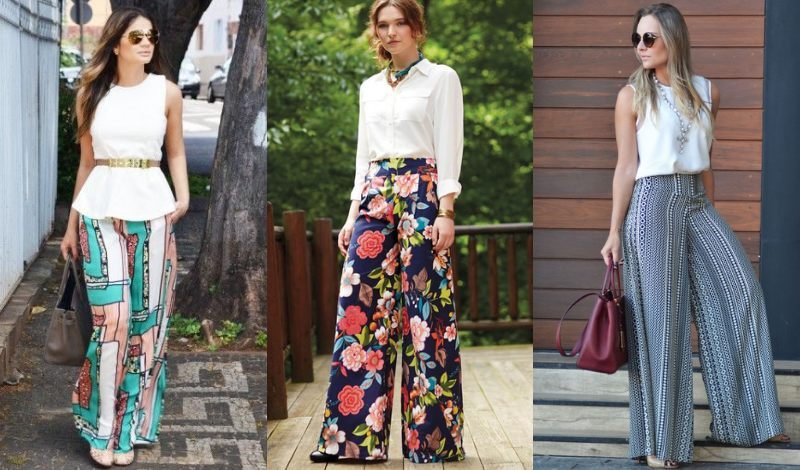 calça pantalona estampada curta