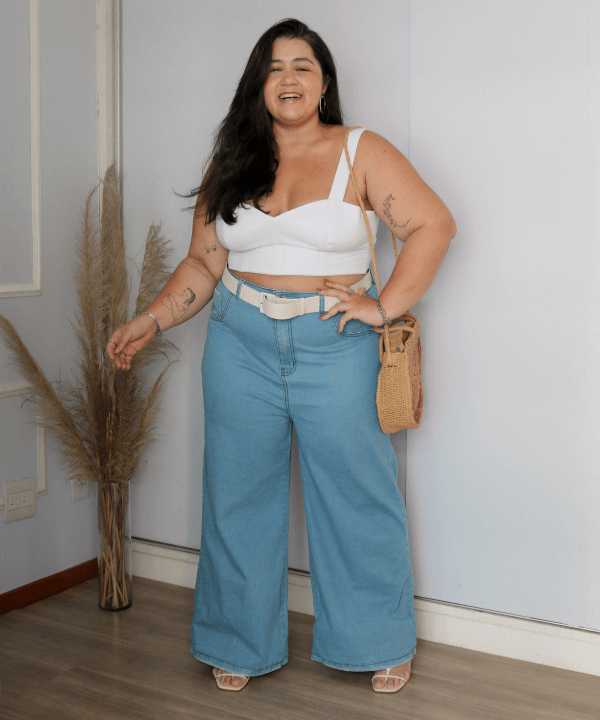 calça plus size alfaiataria pantalona