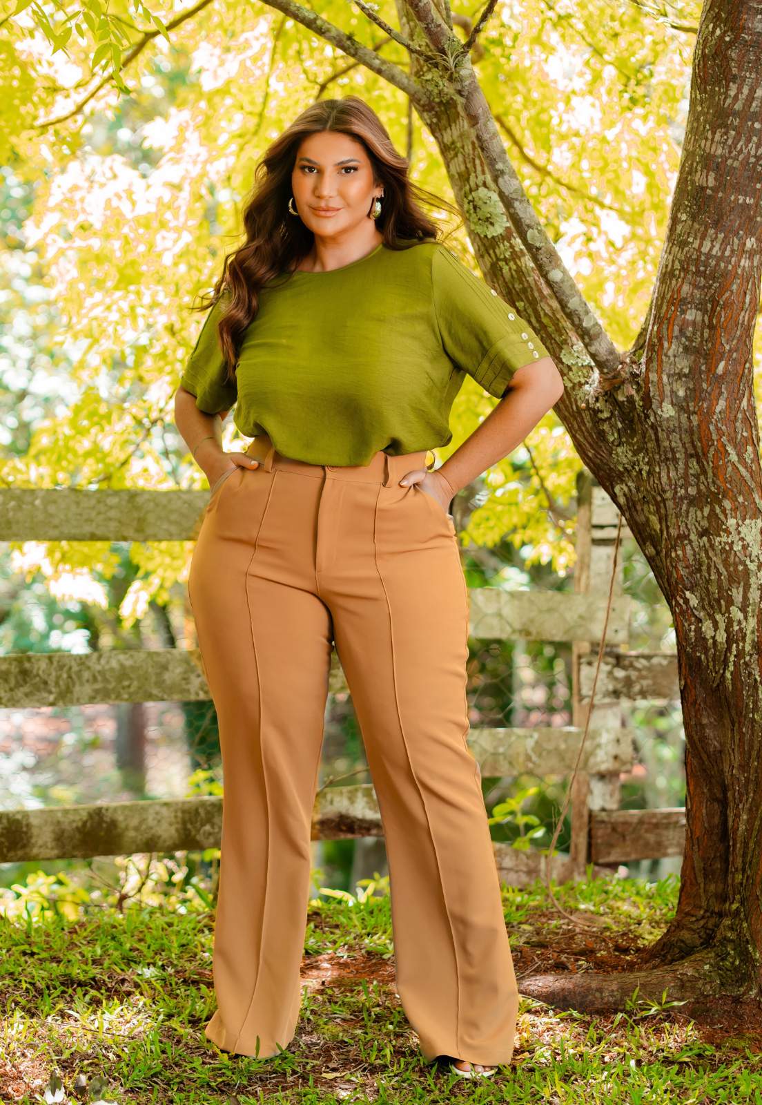 calça plus size alfaiataria cintura alta