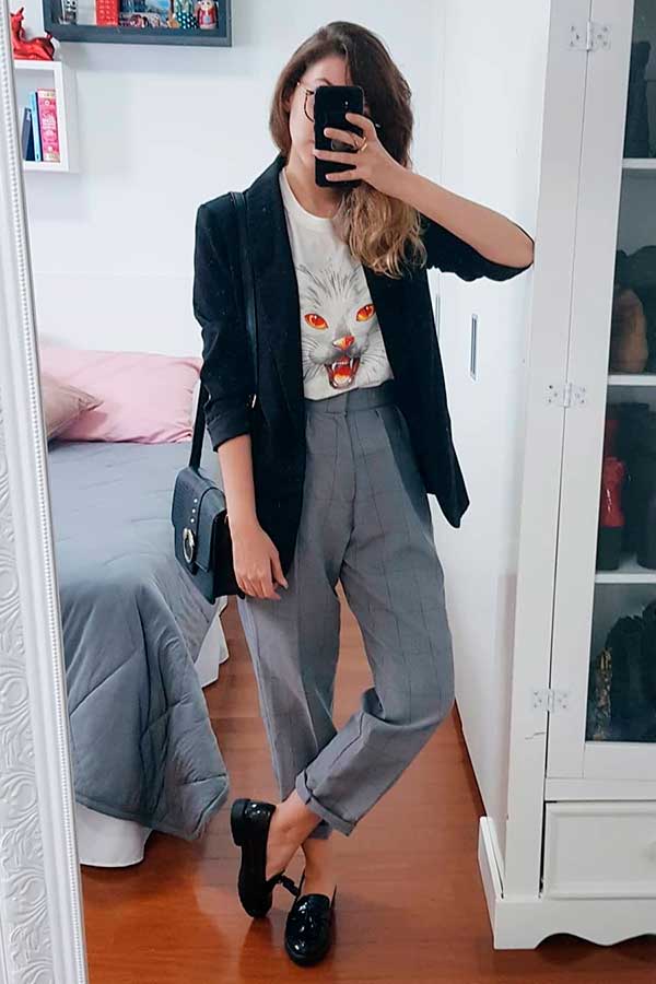 calça sarja social preta