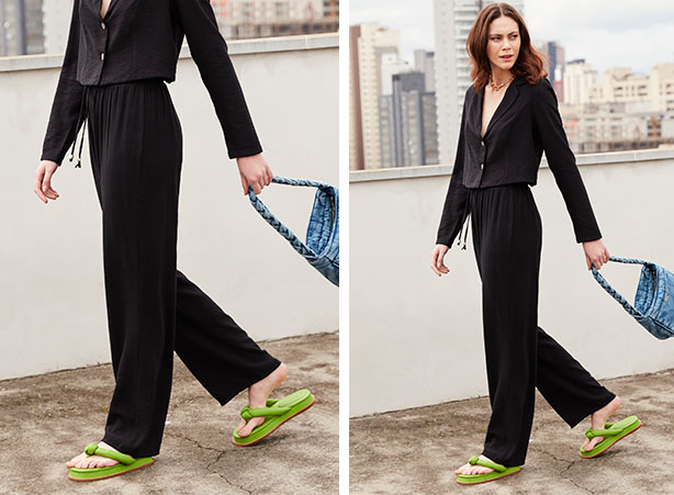 calça preta com blazer