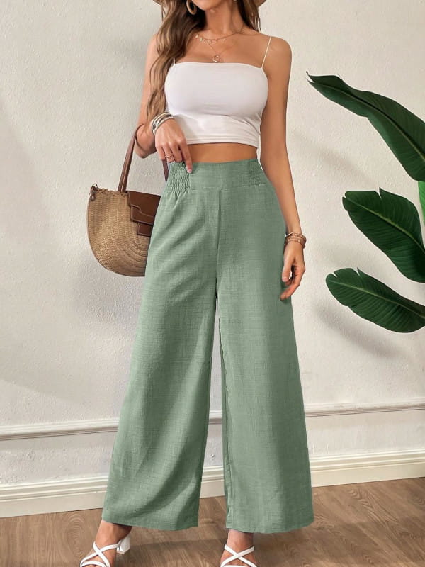 calça de viscose com cinto