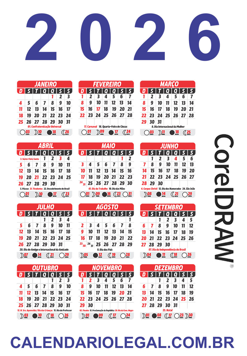 calendário 2026 feriados estaduais