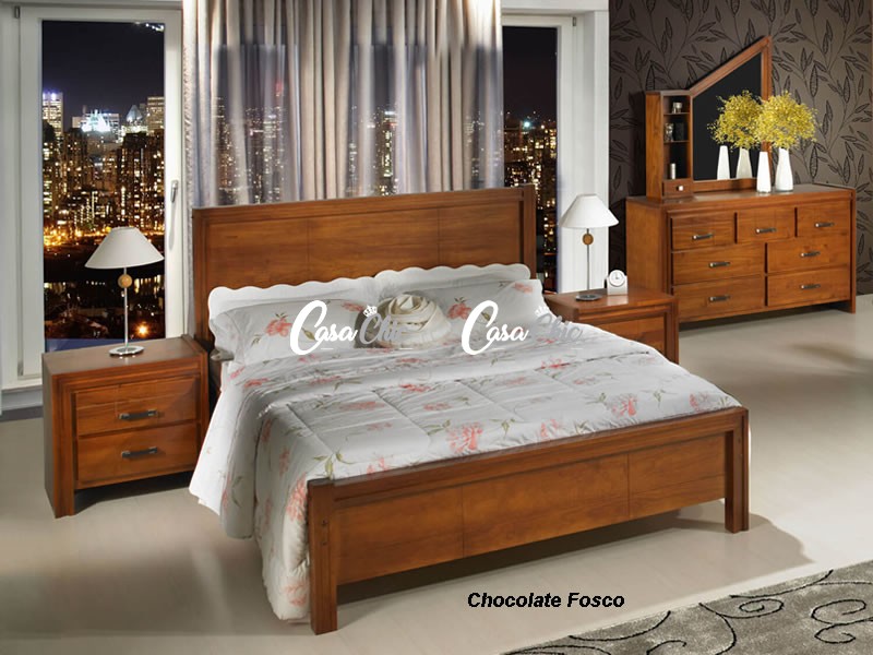 Cama de casal acabamento cera rústica