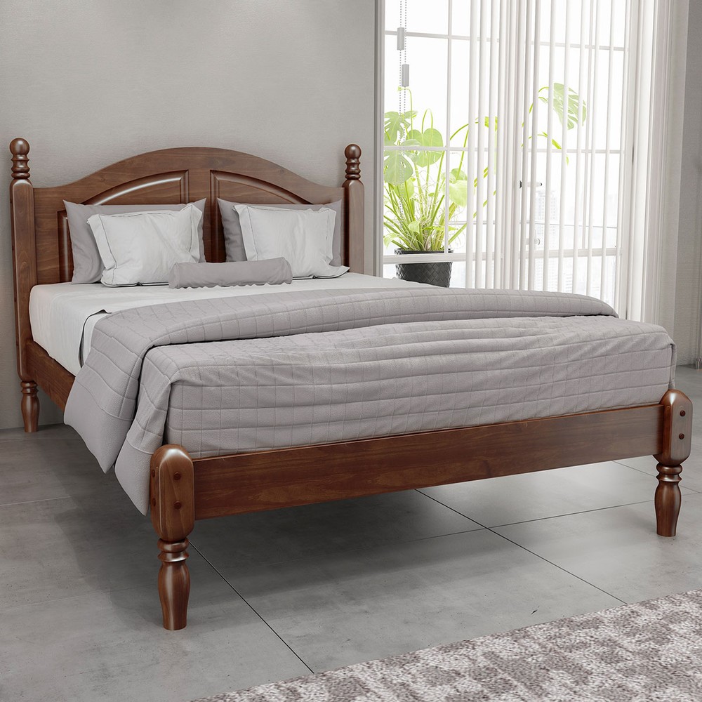 Cama de casal acabamento verniz rústica