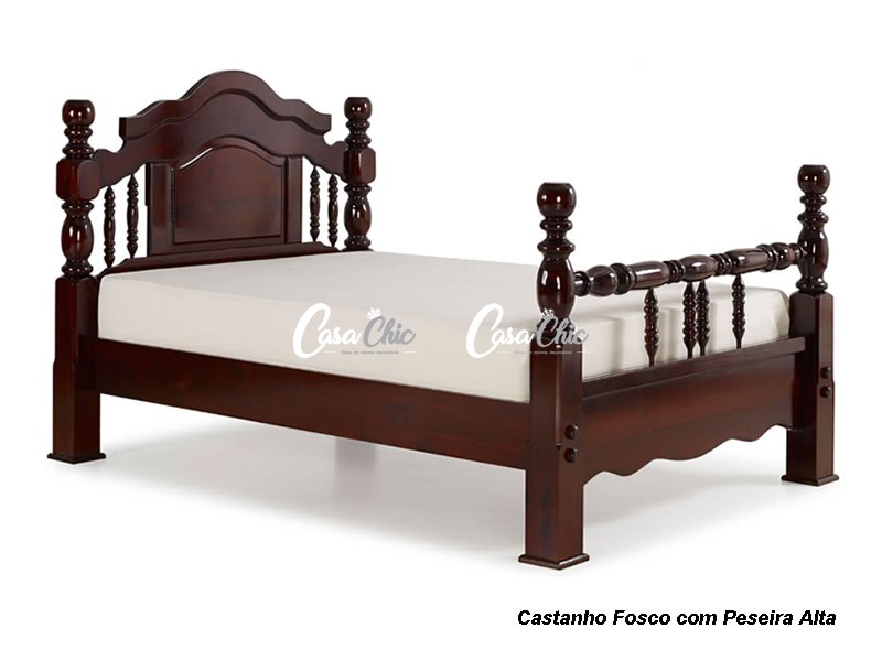 Cama de casal acabamento stain rústica