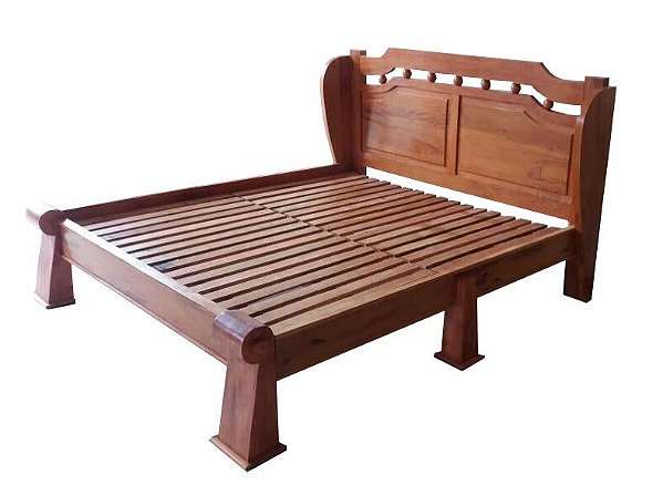 Cama de casal acabamento stain rústica