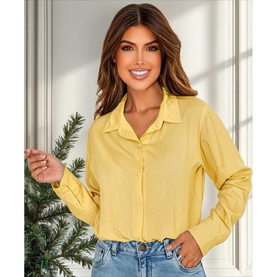 camisa amarela algodão feminina