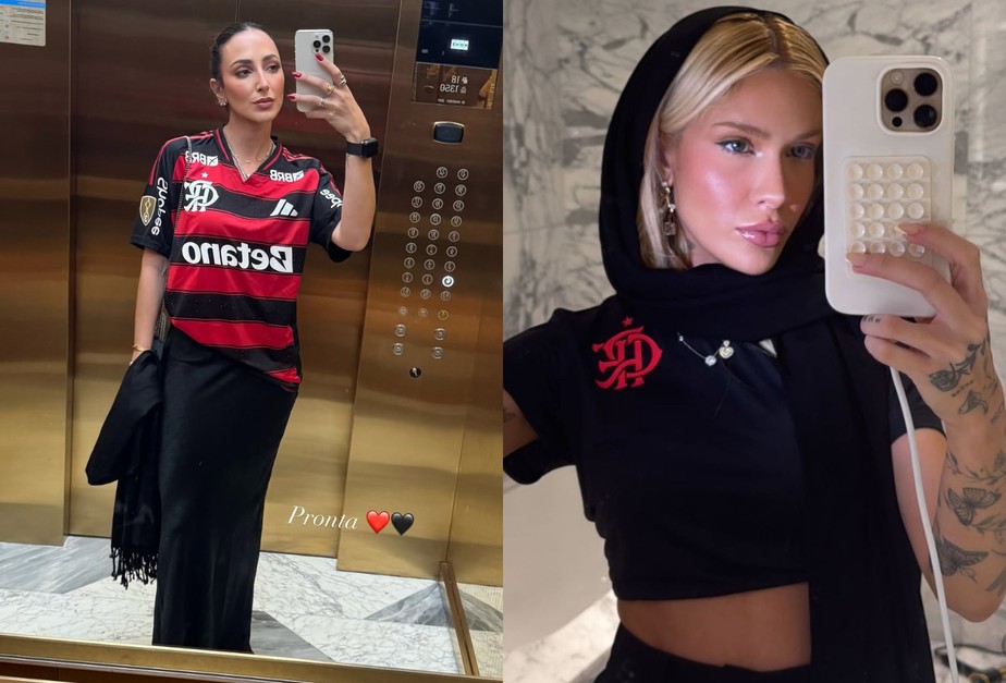 Camisa do Flamengo vermelha com short jeans