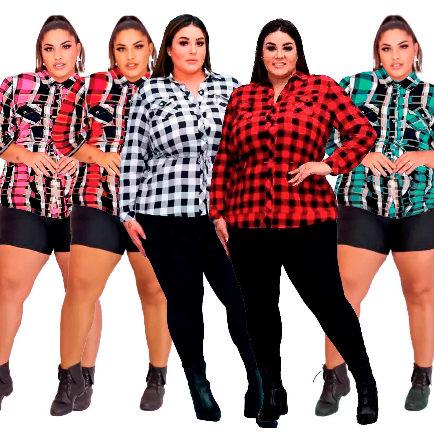 camisa xadrez feminina looks
