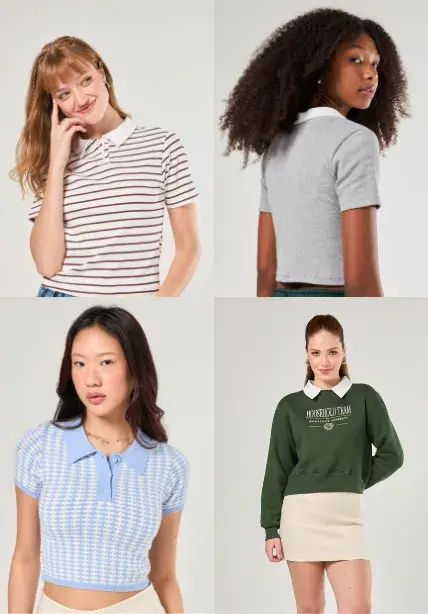 looks camisa gola polo feminina