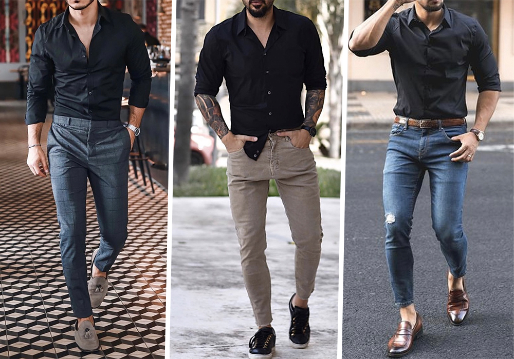 camisa preta social looks masculinos