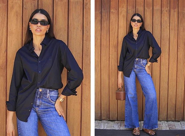 camisa social preta feminina elegante