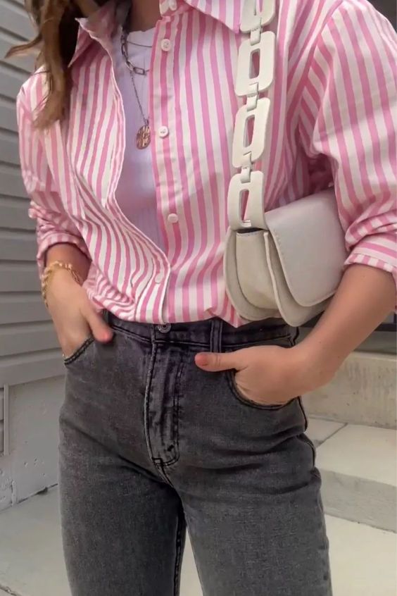 Camisa rosa feminina looks