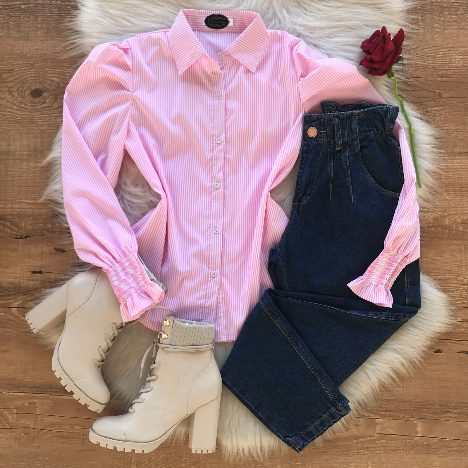 Camisa rosa listrada