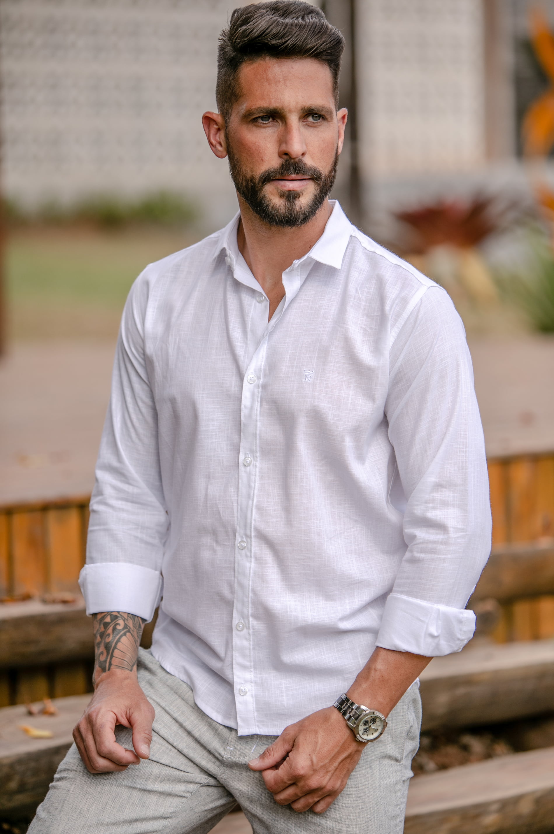 camisa social slim masculina