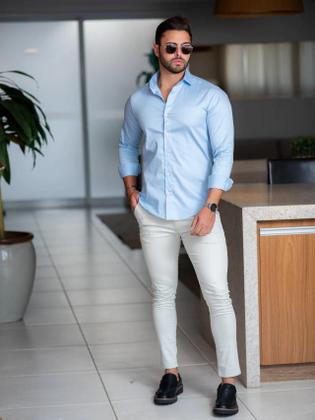 camisa social slim manga curta