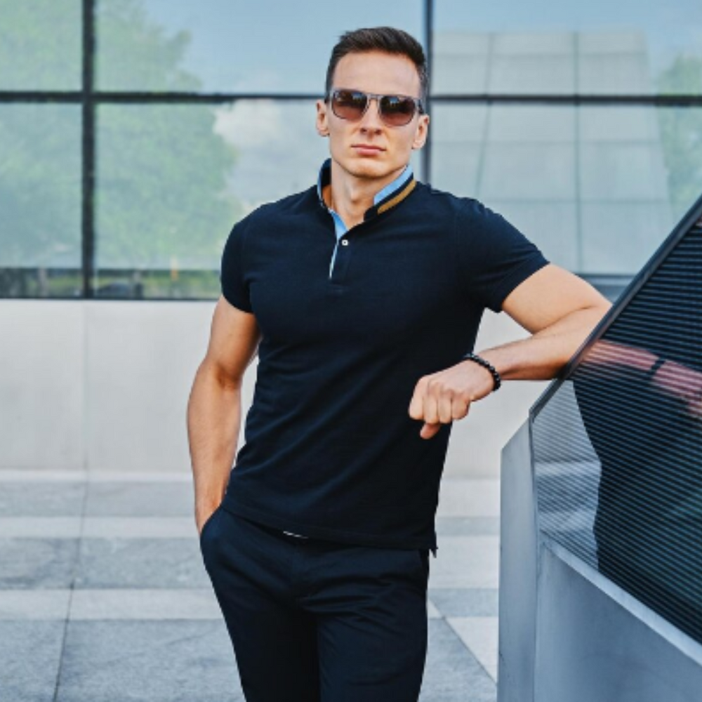 calça alfaiataria com polo masculina