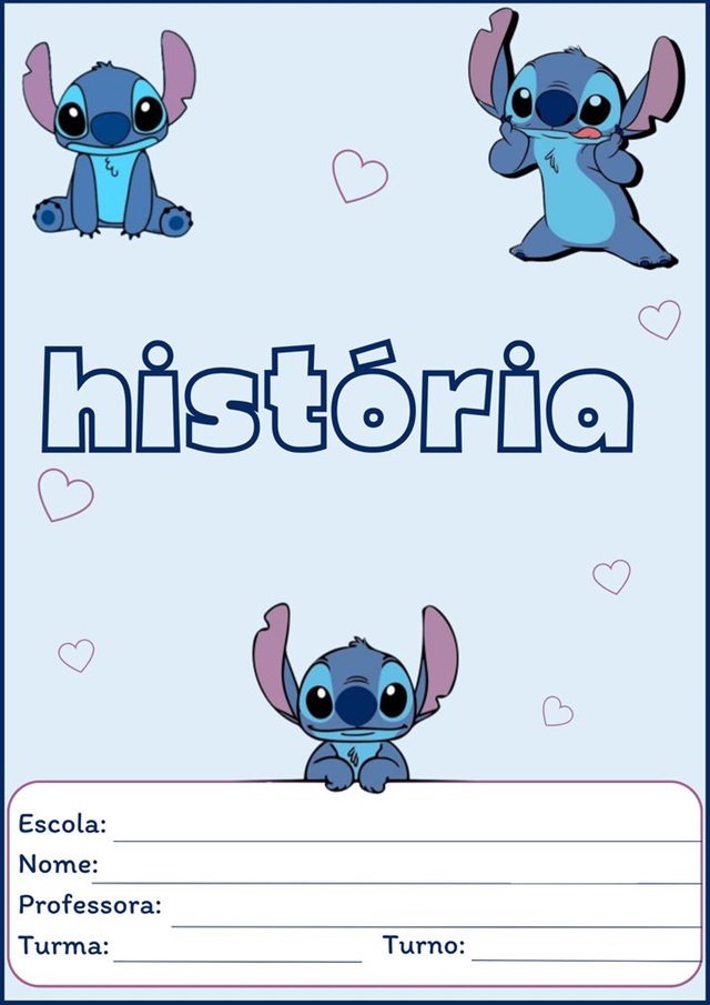 capa caderno stitch com nome