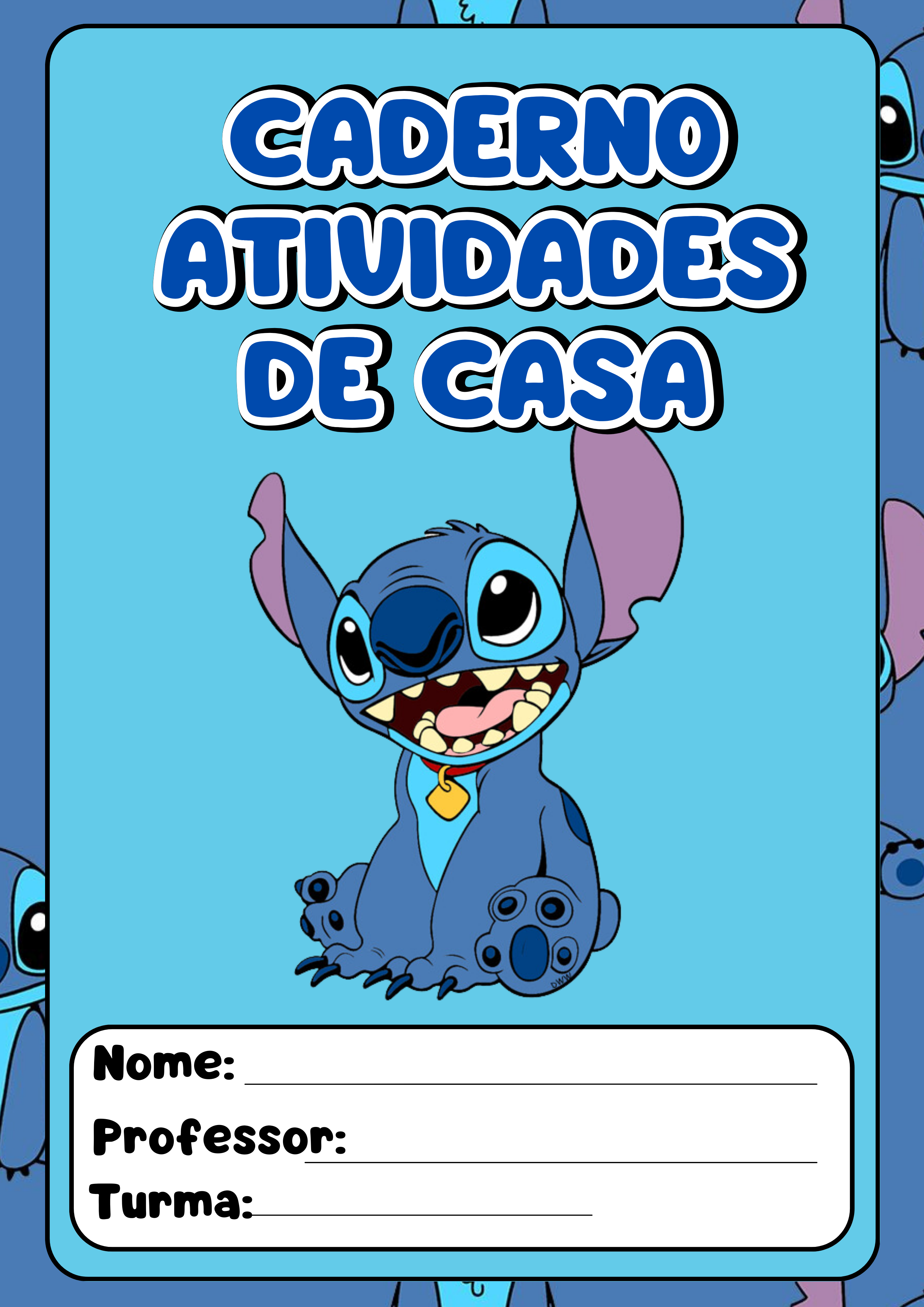 capa caderno stitch para colorir