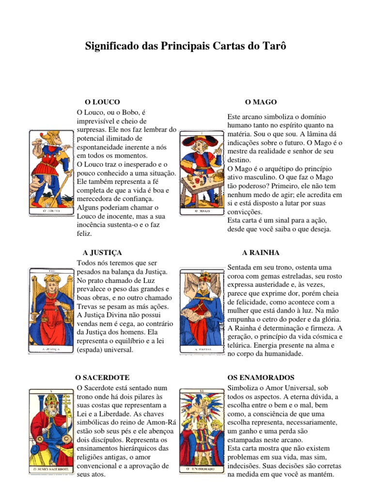 cartas de tarot e seus significados