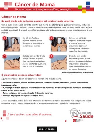 5 ideias de títulos:
1. Câncer de Mama: Um Guia Completo para Prevenção e Conscientização
2. Entendendo os Sinais e Sintomas do Câncer de Mama: O Que Você Precisa Saber
3. Mamografia: Quando Fazer e Por Que é Essencial no Rastreamento do Câncer de Mama
4. Seus Direitos Como Paciente com Câncer de Mama no Brasil
5. Cartilhas Essenciais sobre Câncer de Mama: Onde Encontrar e o Que Elas Oferecem