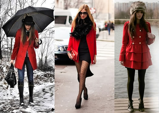 casaco vermelho com jeans
