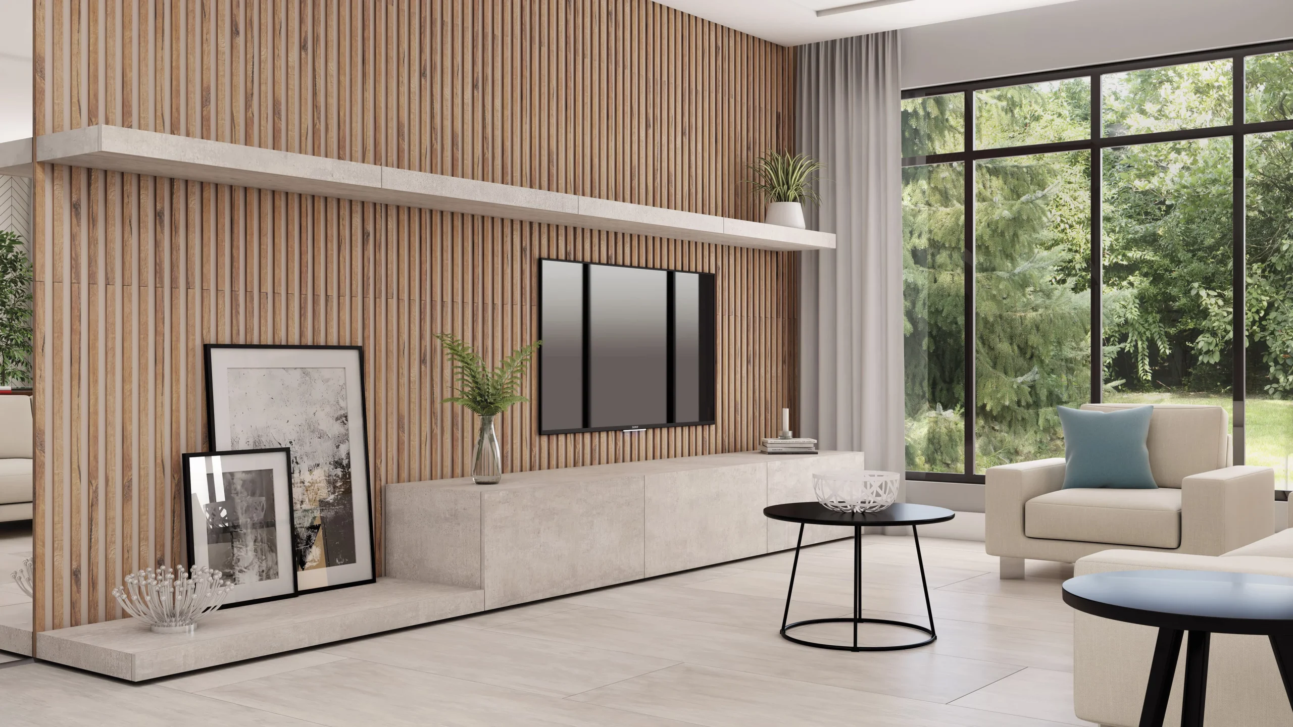 Painel ripado cerâmico
